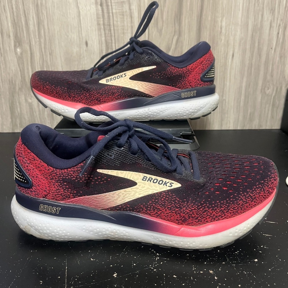 Brooks Women Ghost 16 1204071B422 Blue Running Shoes Sneakers Size 8.5 B Apricot